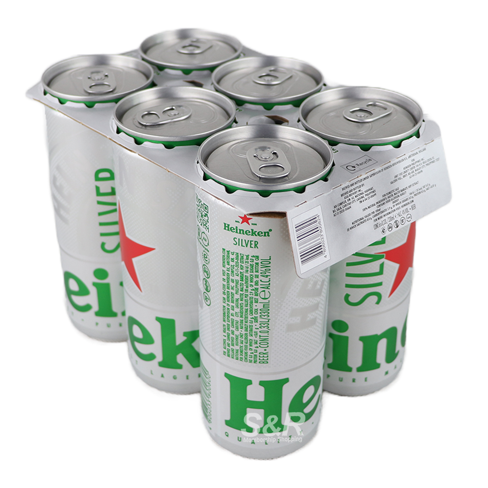 Heineken Silver Beer 6 cans x 330mL